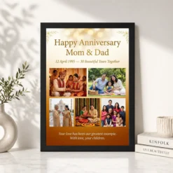 parents anniversary mom dad love heart couple portrait photo frame 01 black 4