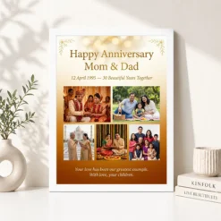 parents anniversary mom dad love heart couple portrait photo frame 01 white 4