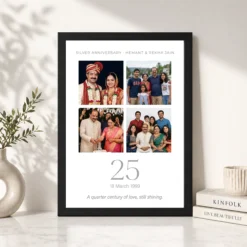 parents anniversary silver jubilee 25 floral rose celebration photo frame 03 black 4