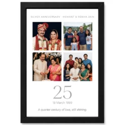 Parents Anniversary Silver Jubilee 25 Floral Rose Celebration Photo Frame