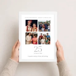 parents anniversary silver jubilee 25 floral rose celebration photo frame 03 white 3