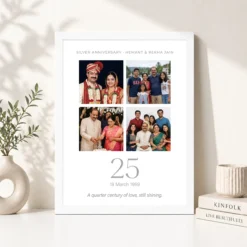 parents anniversary silver jubilee 25 floral rose celebration photo frame 03 white 4