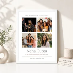 personalized collage photo frame floral elegant name memories photo frame 03 white 4