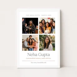 personalized collage photo frame floral elegant name memories photo frame 03 white main