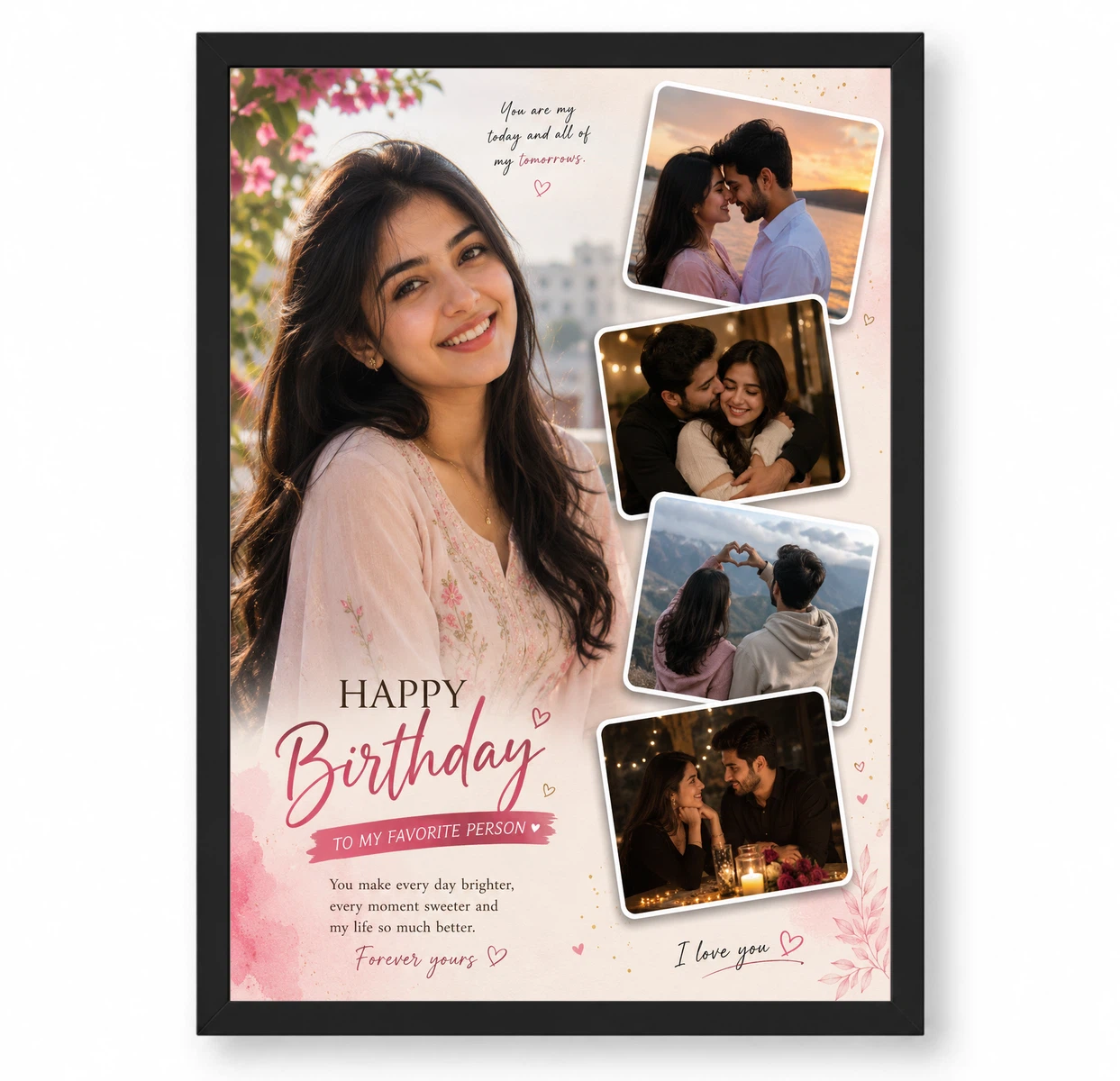 Personalized Girlfriend Birthday Photo Frame Romantic Heart Design 1 Personalized Girlfriend Birthday Photo Frame Romantic Heart Design