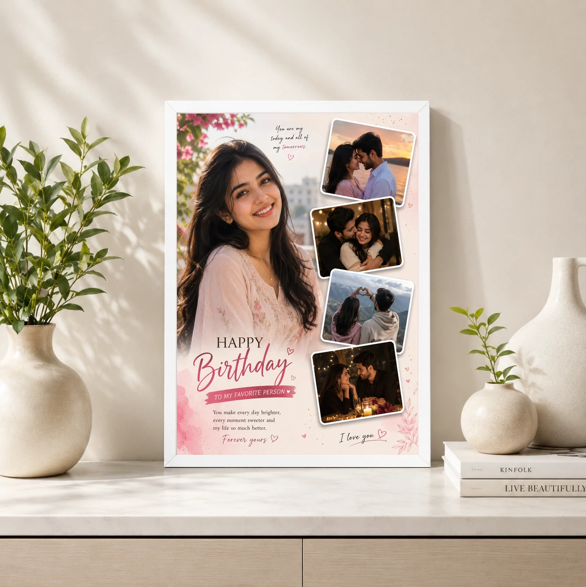 Personalized Wife Birthday Photo Frame Romantic Heart Design 4 Personalized Wife Birthday Photo Frame Romantic Heart Design - Image 4