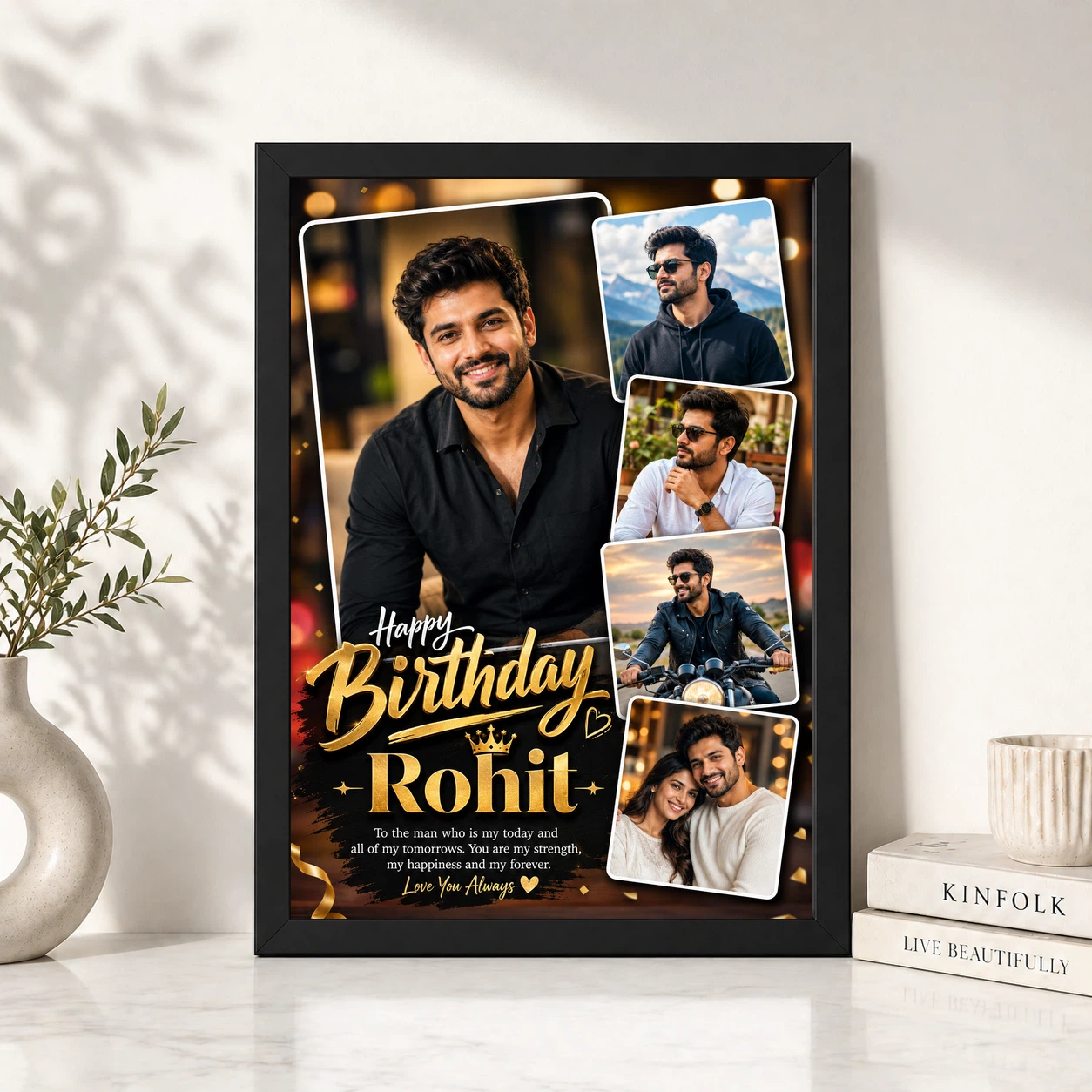 Photo Frame for Boyfriend Birthday Premium Couple Design 4 Photo Frame for Boyfriend Birthday Premium Couple Design - Image 4