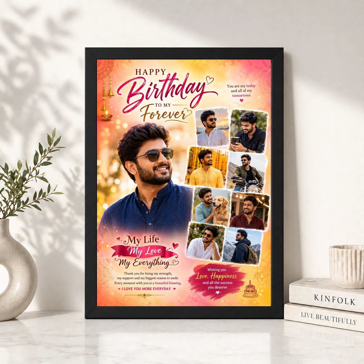 Photo Frame Gift for Boyfriend Birthday My Love Design 4 Photo Frame Gift for Boyfriend Birthday My Love Design - Image 4