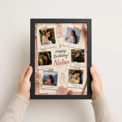 Polaroid Style Birthday Collage for Girlfriend | Personalized Birthday Gift Frame 10 polaroid style birthday collage for girlfriend black 3