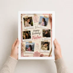 Polaroid Style Birthday Collage for Girlfriend | Personalized Birthday Gift Frame 14 polaroid style birthday collage for girlfriend white 3