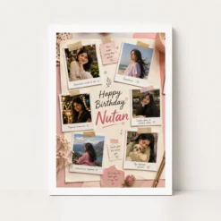 Polaroid Style Birthday Collage for Girlfriend | Personalized Birthday Gift Frame 12 polaroid style birthday collage for girlfriend white main
