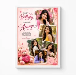 romantic birthday collage photo frame for girlfriend personalized a4 photo white main