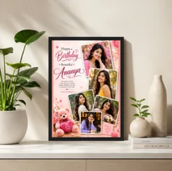 Alternative view of Romantic Birthday Collage Photo Frame For Wife Personalized A4 Photo