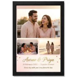 Romantic Couple Photo Frame Warm Illustrated Love Portrait Photo Frame
