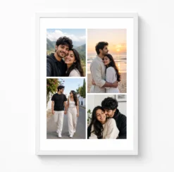 romantic couple selfie beach sunset four photo frame white main