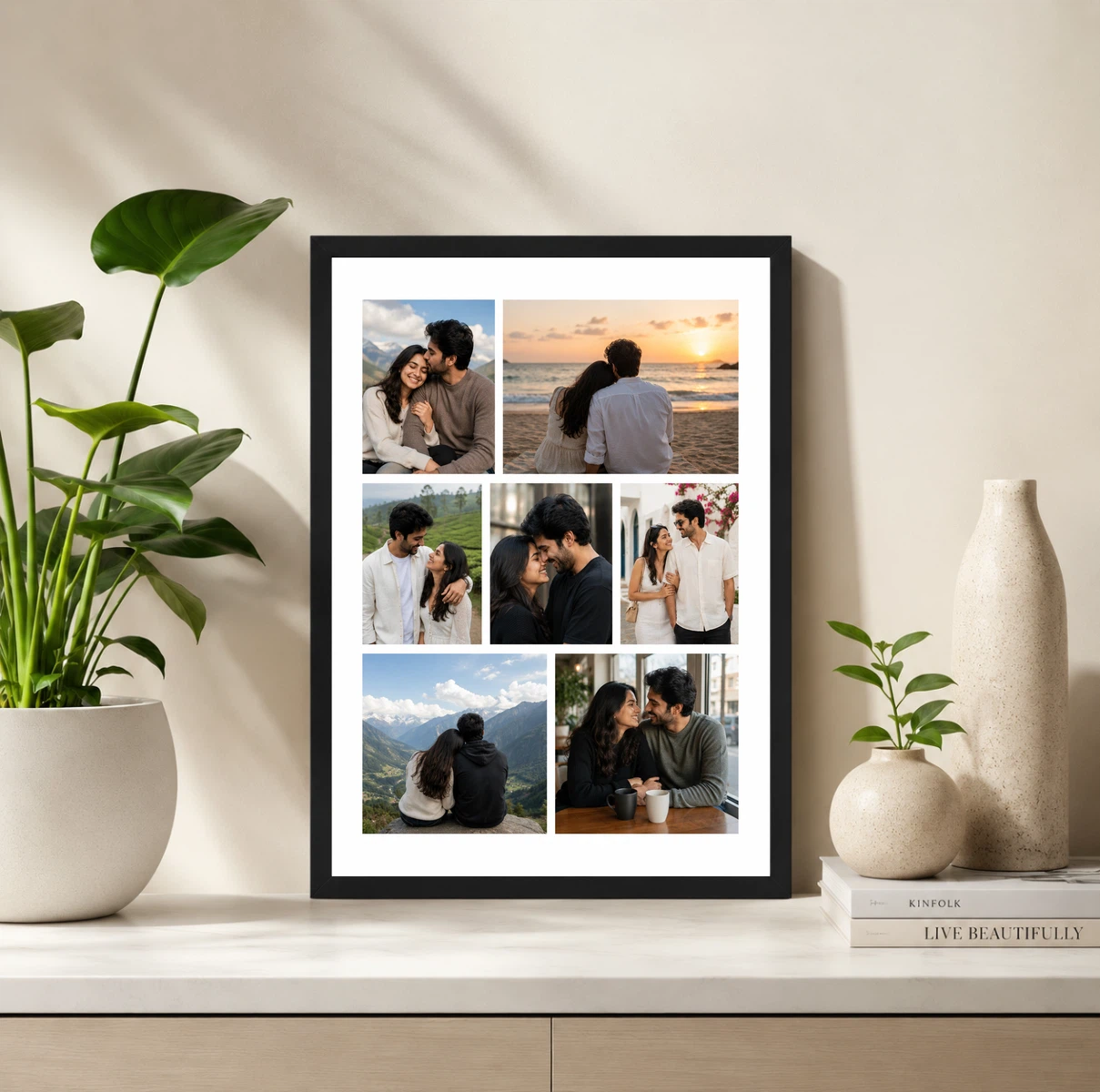 Romantic Couple Travel Moments 7 Photo Collage Frame Wall Art 2 Romantic Couple Travel Moments 7 Photo Collage Frame Wall Art - Image 2