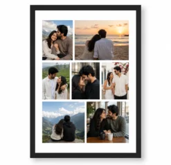 Romantic Couple Travel Moments 7 Photo Collage Frame Wall Art