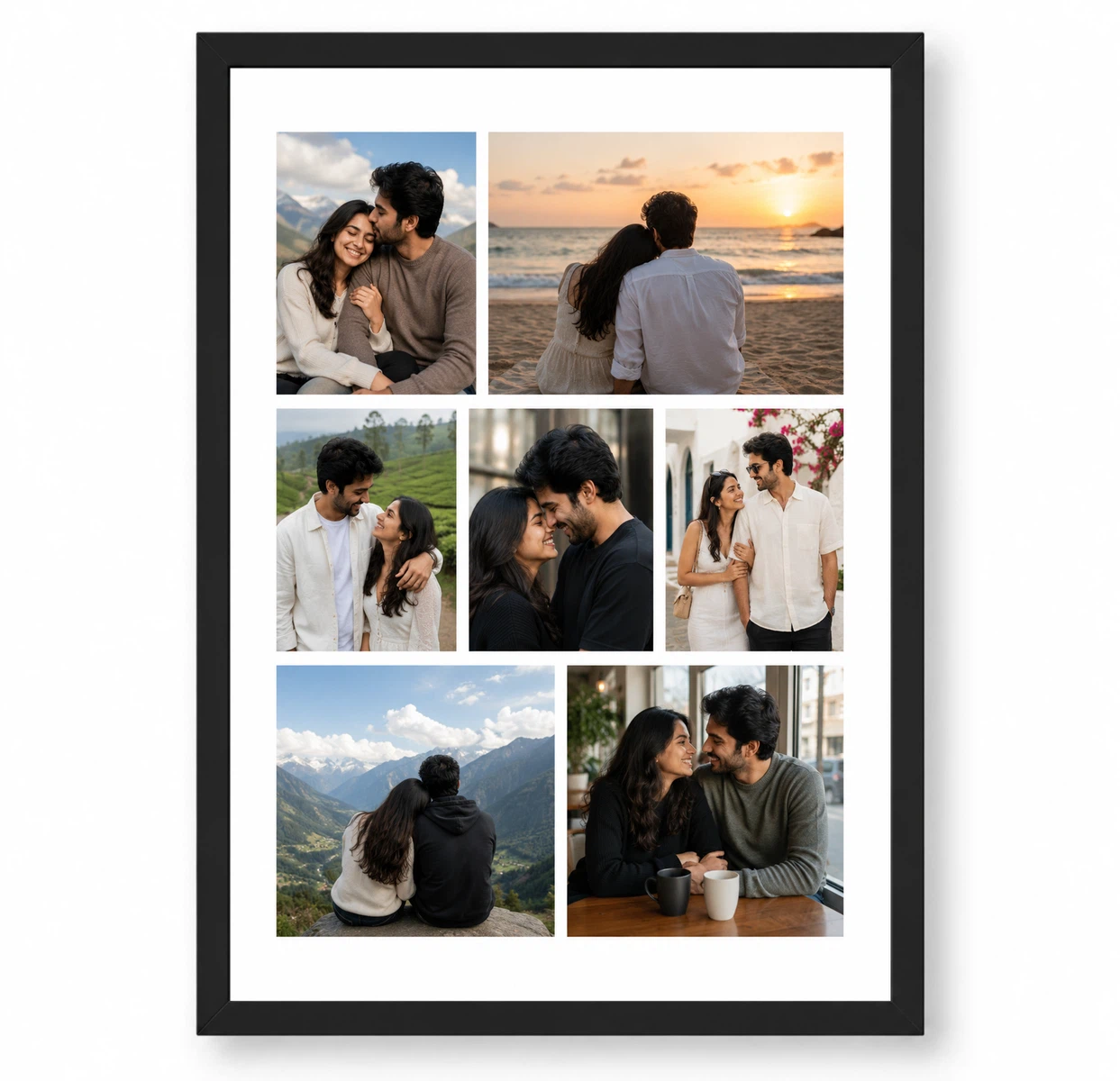 Romantic Couple Travel Moments 7 Photo Collage Frame Wall Art 1 Romantic Couple Travel Moments 7 Photo Collage Frame Wall Art