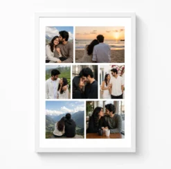 Romantic Couple Travel Moments 7 Photo Collage Frame Wall Art 6 romantic couple travel moments photo collage frame white main