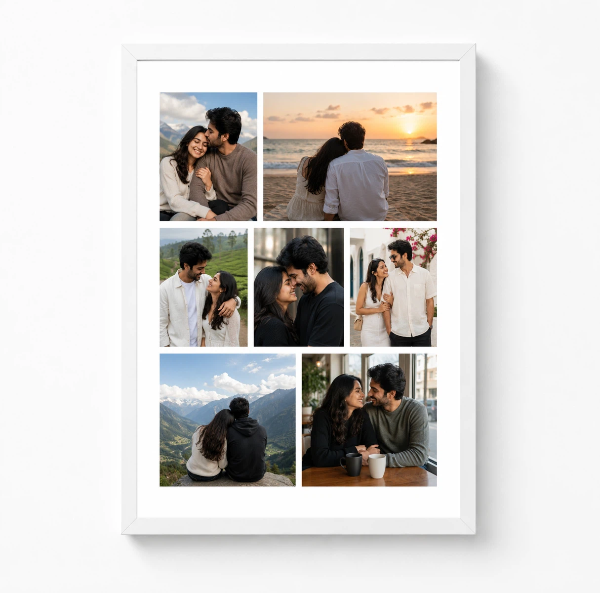 Romantic Couple Travel Moments 7 Photo Collage Frame Wall Art 3 Romantic Couple Travel Moments 7 Photo Collage Frame Wall Art - Image 3