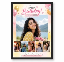 Romantic Girlfriend Birthday Photo Frame Floral Love Collage