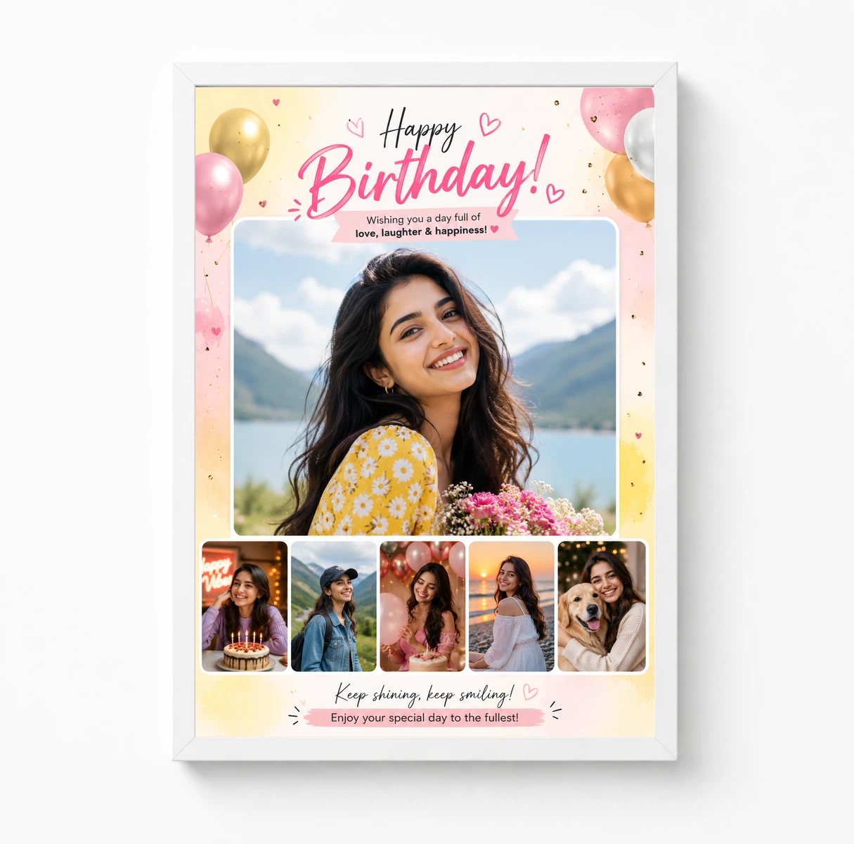 Romantic Girlfriend Birthday Photo Frame Floral Love Collage 3 Romantic Girlfriend Birthday Photo Frame Floral Love Collage - Image 3