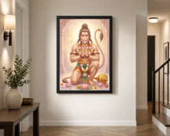 Sankat Mochan Hanuman Serene Lotus Peaceful Devotional Art Photo Frame 10 sankat mochan hanuman serene lotus peaceful devotional art 07 black 2