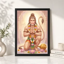 Alternative view of Sankat Mochan Hanuman Serene Lotus Peaceful Devotional Art Photo Frame