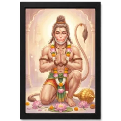 Sankat Mochan Hanuman Serene Lotus Peaceful Devotional Art Photo Frame