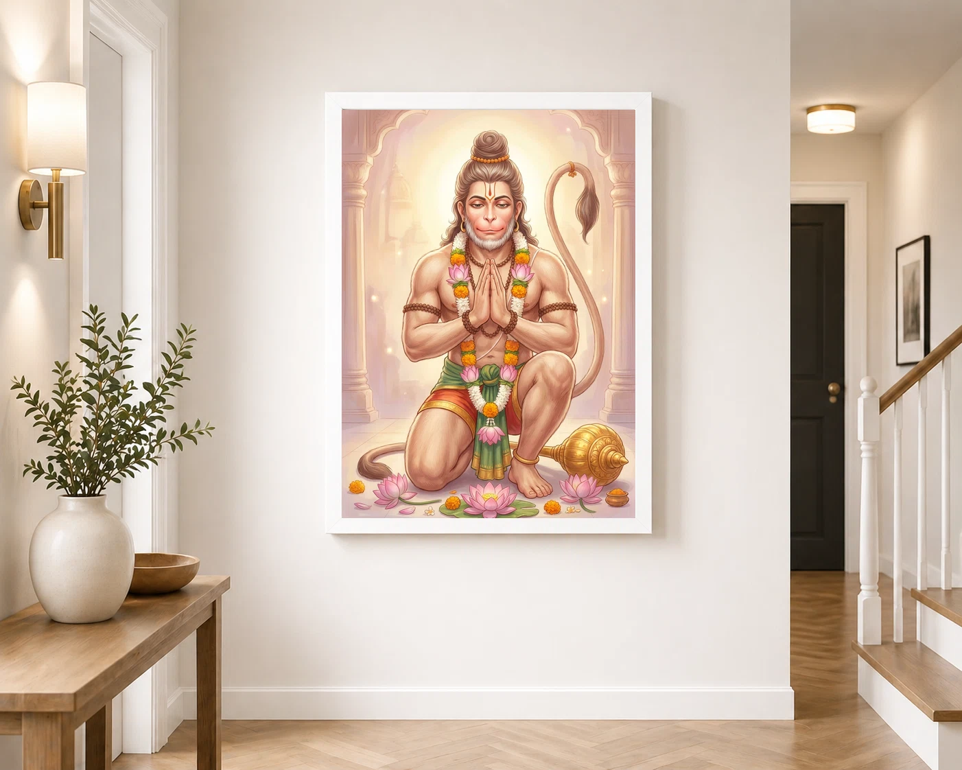 Sankat Mochan Hanuman Serene Lotus Peaceful Devotional Art Photo Frame 7 Sankat Mochan Hanuman Serene Lotus Peaceful Devotional Art Photo Frame - Image 7