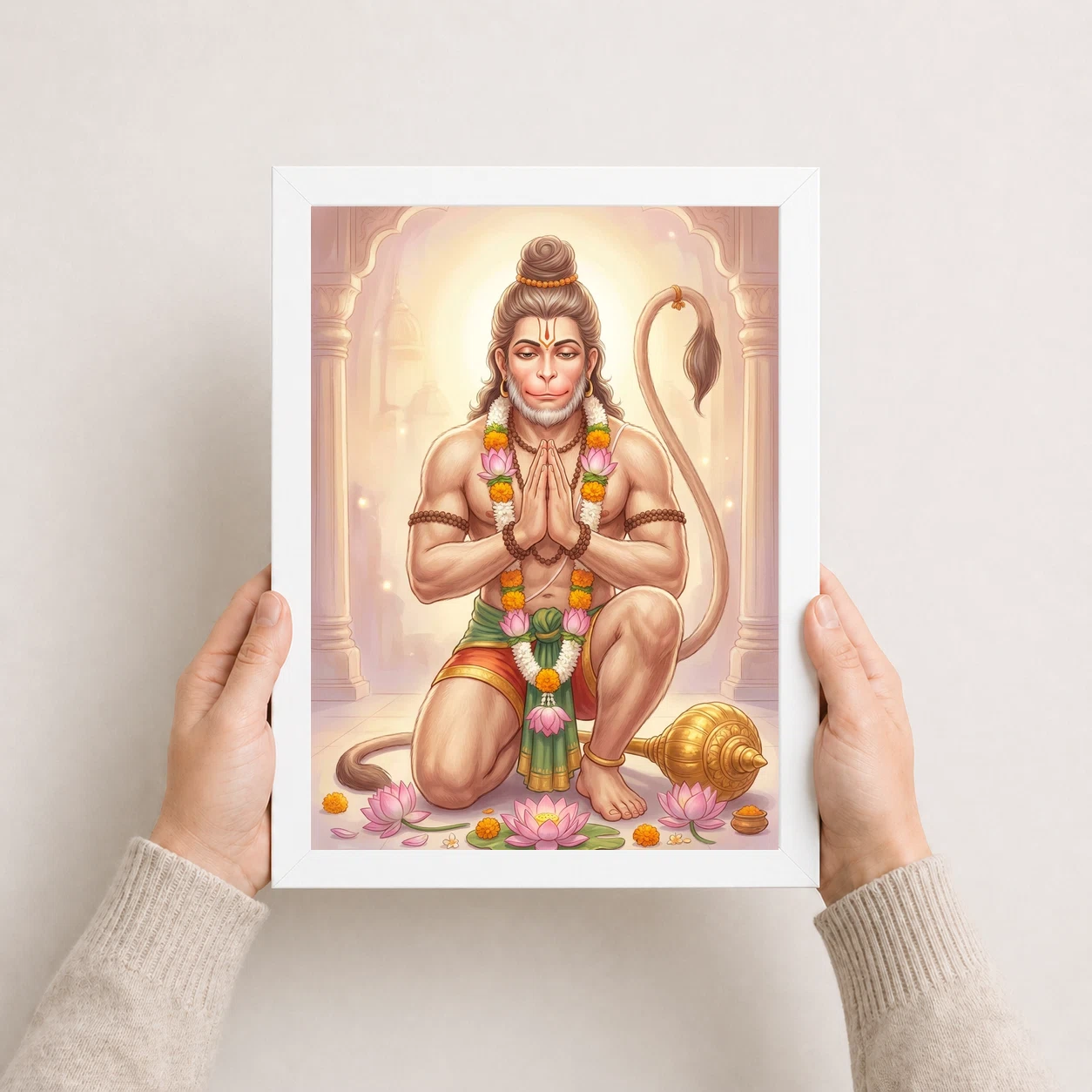Sankat Mochan Hanuman Serene Lotus Peaceful Devotional Art Photo Frame 8 Sankat Mochan Hanuman Serene Lotus Peaceful Devotional Art Photo Frame - Image 8