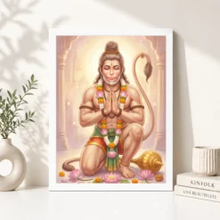 Sankat Mochan Hanuman Serene Lotus Peaceful Devotional Art Photo Frame 12 sankat mochan hanuman serene lotus peaceful devotional art 07 white 4