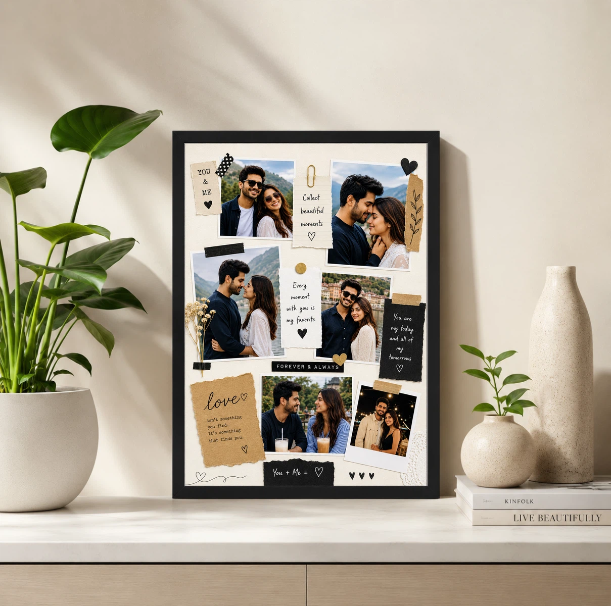 Scrapbook Style Vintage Couple Photo Collage Frame Wall Art 2 Scrapbook Style Vintage Couple Photo Collage Frame Wall Art - Image 2