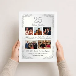 silver 25th anniversary milestone celebration 25 years photo frame 01 white 3