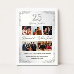 silver 25th anniversary milestone celebration 25 years photo frame 01 white main
