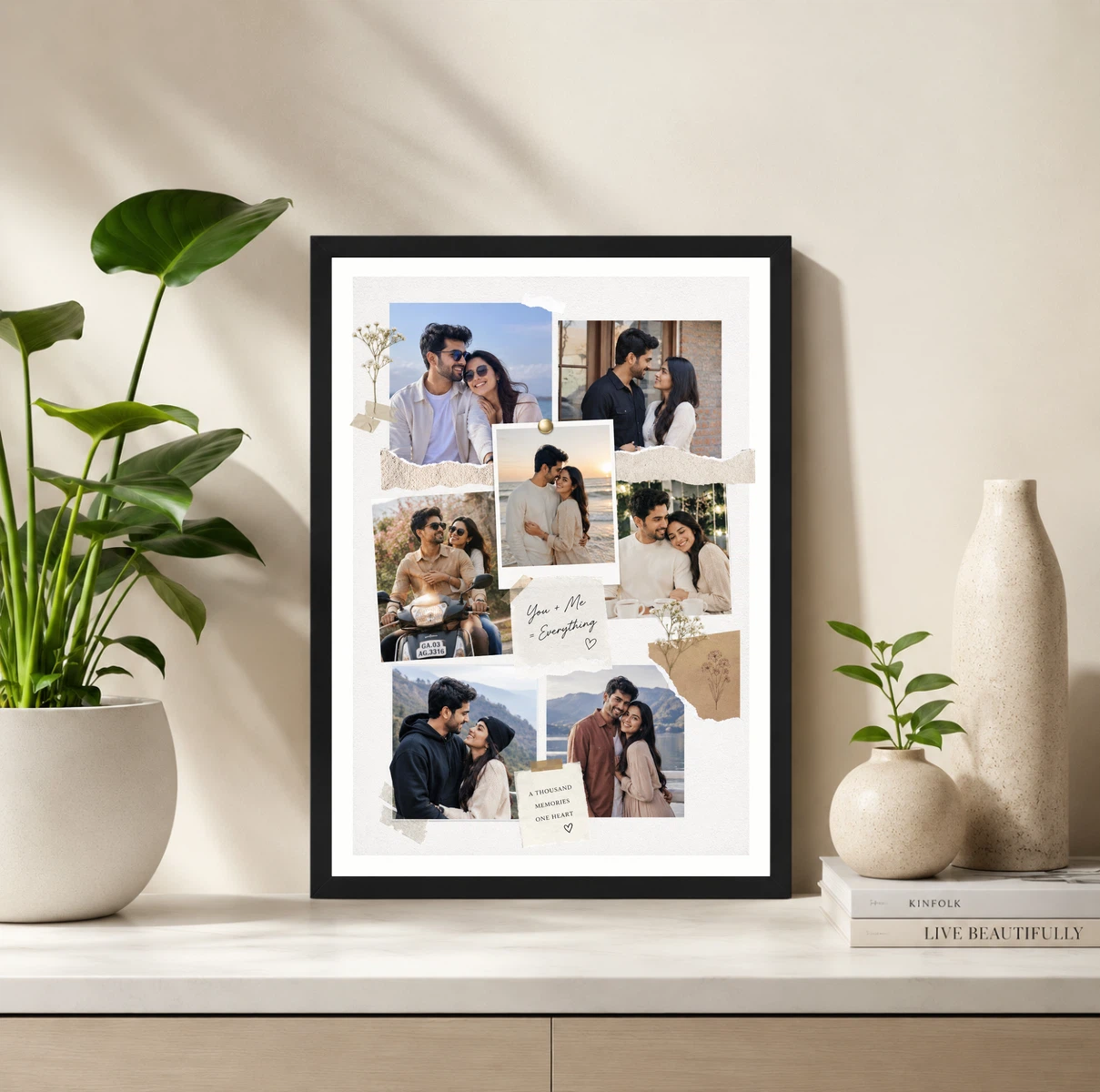 Torn Paper Texture Couple Photo Collage Frame You Plus Me Everything 2 Torn Paper Texture Couple Photo Collage Frame You Plus Me Everything - Image 2