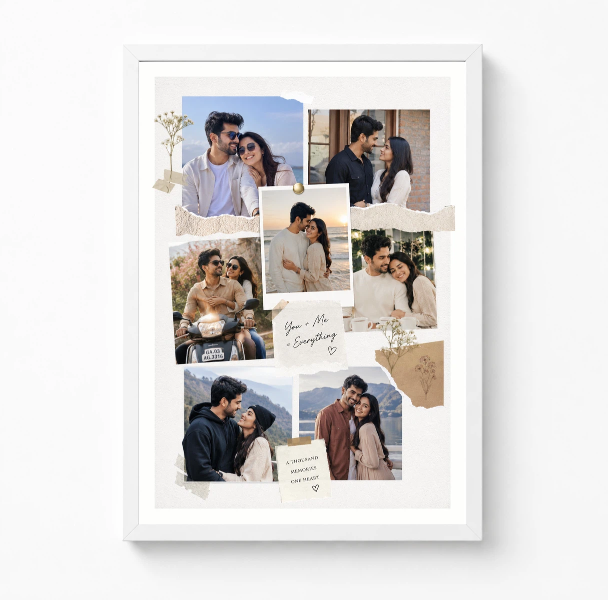 Torn Paper Texture Couple Photo Collage Frame You Plus Me Everything 3 Torn Paper Texture Couple Photo Collage Frame You Plus Me Everything - Image 3
