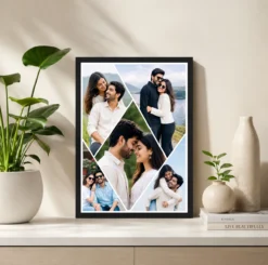 Alternative view of Triangle Diamond Cut 5 Photo Couple Photo Collage Frame