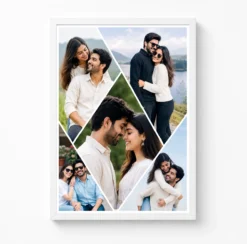 Triangle Diamond Cut 5 Photo Couple Photo Collage Frame 6 triangle diamond cut couple photo collage frame white main