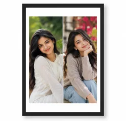 Two Photo Collage Frame Beautiful Girl Portrait Duo Gift
