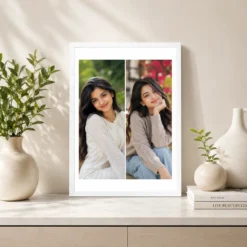 two photo collage frame beautiful girl portrait duo gift india 13 white 2
