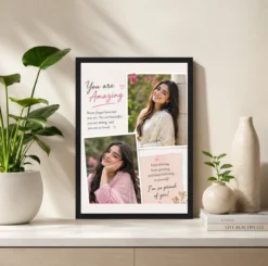 Alternative view of Two Photo Collage Frame with Message Custom Quote Duo Gift