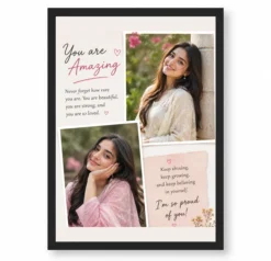 Two Photo Collage Frame with Message Custom Quote Duo Gift