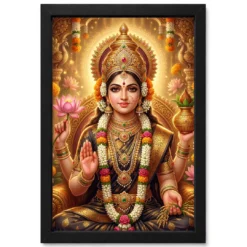 Varalakshmi Portrait Jewels Flowers Golden Detailed Art Photo Frame