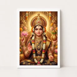 Varalakshmi Portrait Jewels Flowers Golden Detailed Art Photo Frame 10 varalakshmi portrait jewels flowers golden detailed art 17 white main