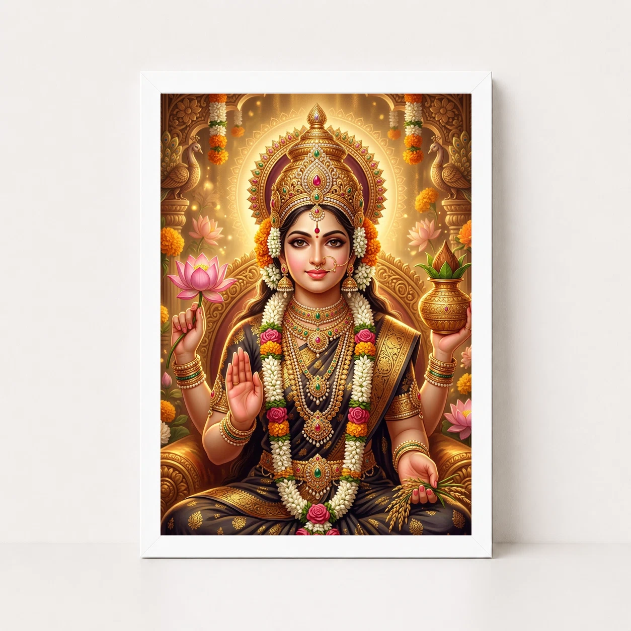 Varalakshmi Portrait Jewels Flowers Golden Detailed Art Photo Frame 3 Varalakshmi Portrait Jewels Flowers Golden Detailed Art Photo Frame - Image 3