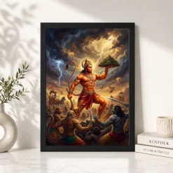veer hanuman battle warrior ramayana dramatic epic art 18 black 4