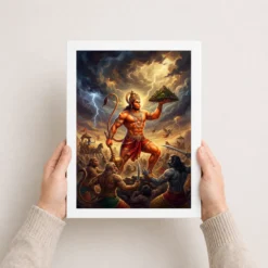 veer hanuman battle warrior ramayana dramatic epic art 18 white 3