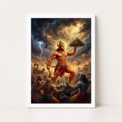 veer hanuman battle warrior ramayana dramatic epic art 18 white main