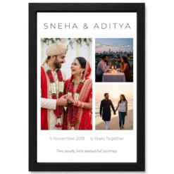Wedding Anniversary Black Gold Bold Milestone Number Photo Frame